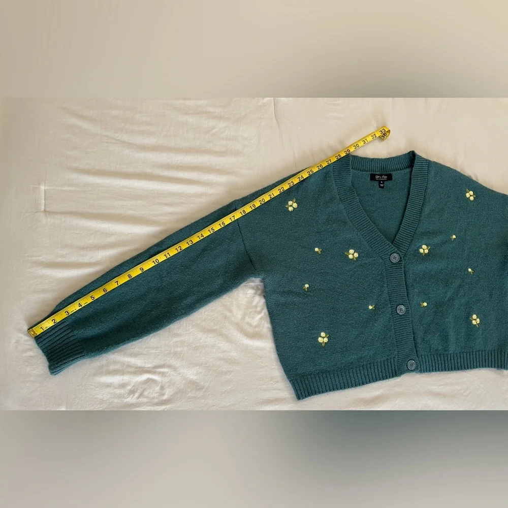 Witty Fox Ditzy Floral Crop Button Cardigan - Green - XL - Picture 13 of 14